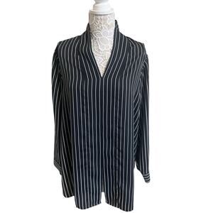 Lands End Black and White Striped Blouse Womens Size Extra Large- EUC
